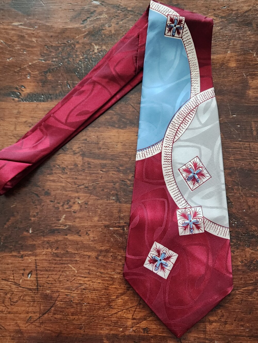Vintage 1950s Towncraft Deluxe Floral Wide Swing Necktie 4in Rockabilly Red Blue